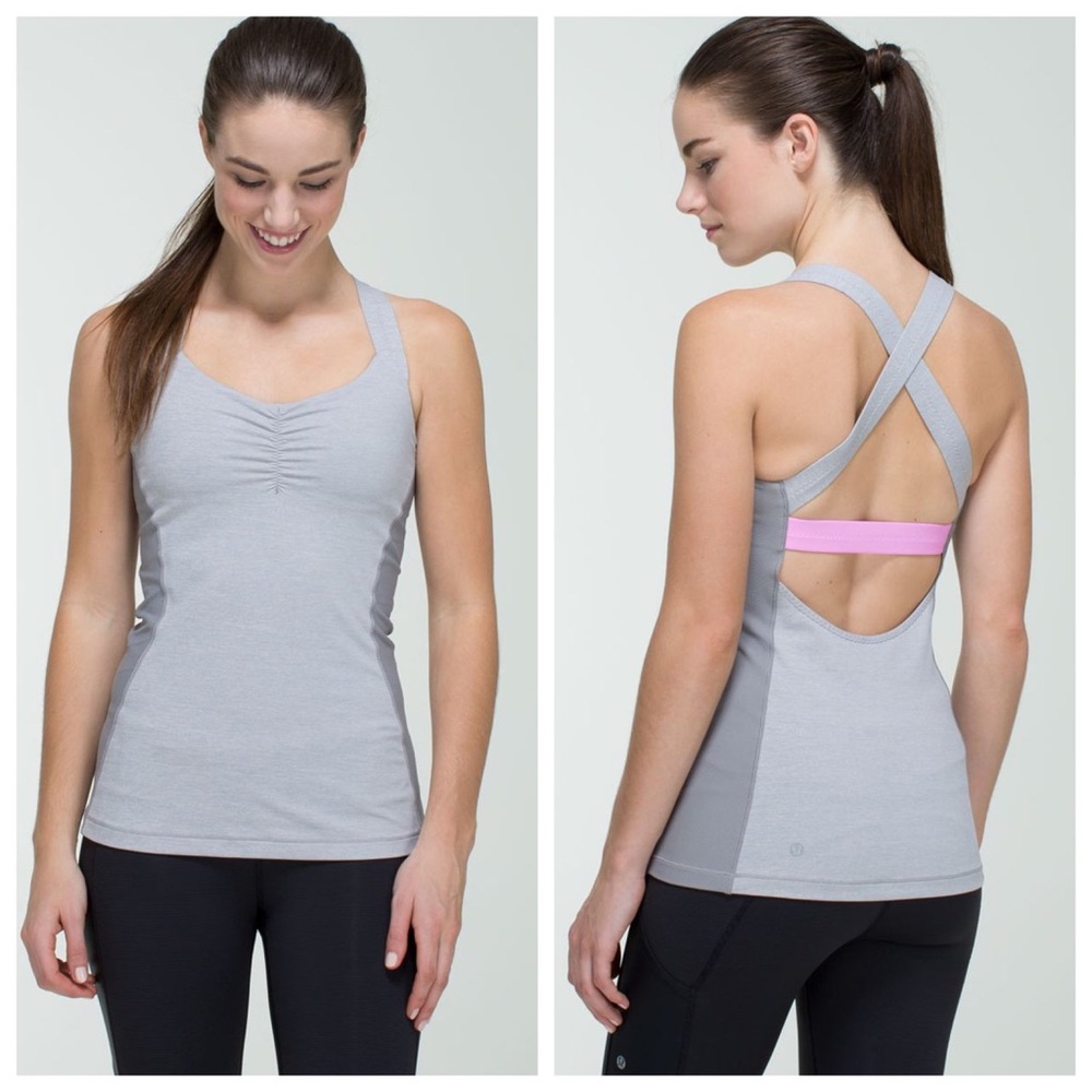 Lululemon Core Kicker Heathered Tank Grey Pink 6
